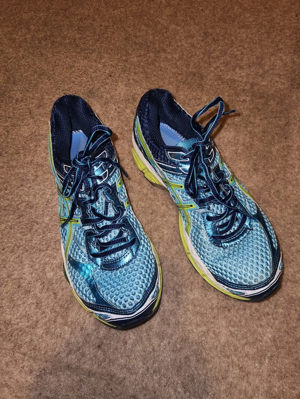 Asics Gel-cumulus 16 Running Sneakers | Blue Neon Yellow | W8.5